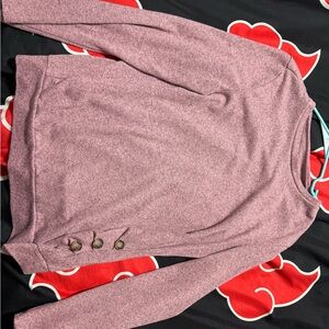 SHEIN Pink Long Sleeve Top with Button Detail